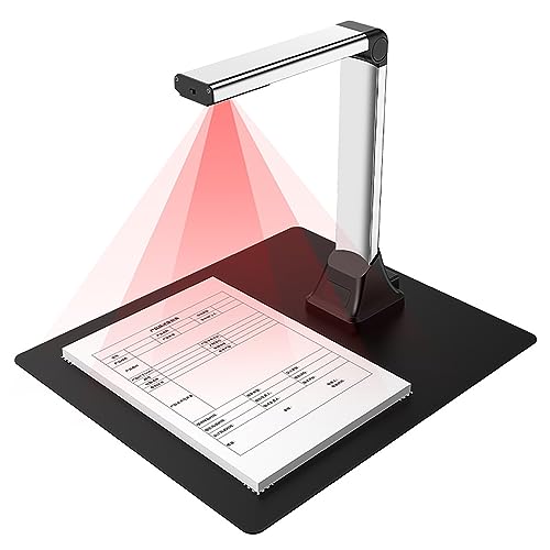 ERICAT Portable Book Scanner with LED Light, Professional Document Scanners with Recording Function, 12 Million HD Camera, Fast Scan and Suport Multi Languages OCR, Compatible with Windows10/8/7/XP