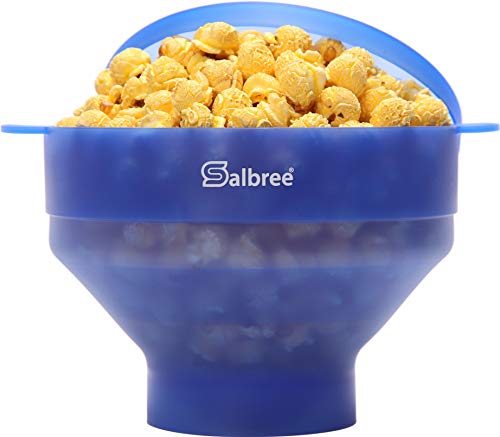 Image of Salbree Microwave Popcorn Popper Maker Silicone Collapsible Bowl No Oil | Available in more colors than any competitor. Collapse flat for easy storage and requires no oil for light, healthy snacking