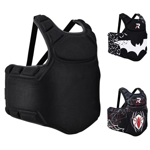 ROAR-INT Youth MMA Chest Guard, Body Protector for Kids, Training Gear (Black)