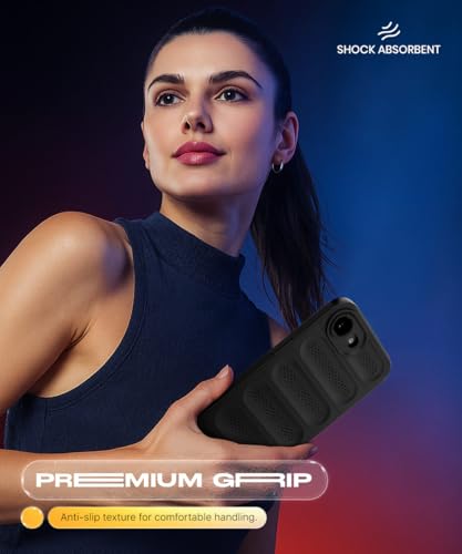 Image of WOW IMAGINE Ultimate Silicone Back Cover Case for iPhone 16e | iPhone 17e | Heat Dissipation Thin Soft TPU | 360 Camera Protection | Breathable Cooling Holes - Pitch Black