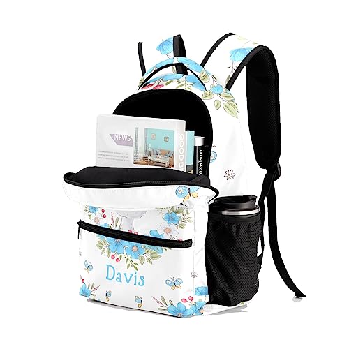 Blue Floral Cute Goose Personalized Kids School Backpack Custom Name for Boys Girls Primary Daypack Bookbag Travel Bag4