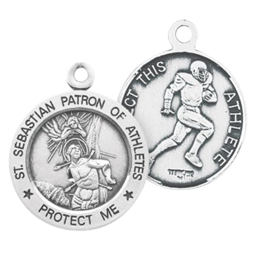 .925 Sterling Silver Boy's Saint Sebastian Christian Sports Athelete Protection Medal Pendant Necklace with Chain - Made In USA2