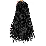 N-2 8 Pack Senegalese Twist Crochet Hair Spring Crochet Twist Hair with Curly Ends Spring Twist Crochet Braids (16, 1B)