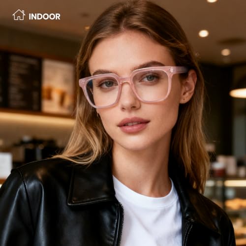 Cyxus Photochromic Glasses Both Frames and Lenses Color Changing 8305 | UV Protection, Blue Light Blocking, Classic Square Frame, Ideal for Office Work or Outdoor Daily — view 2