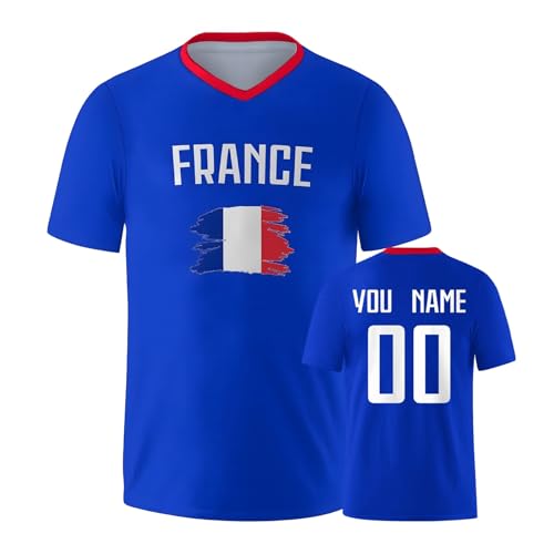 Maillot Equipe De France Foot 2026 Bebe - Tee Shirt Personnalisable Enfant 2 Ans personnalisé avec pour garçons et filles (1 à 13 ans) (Blue, 3-4Y)