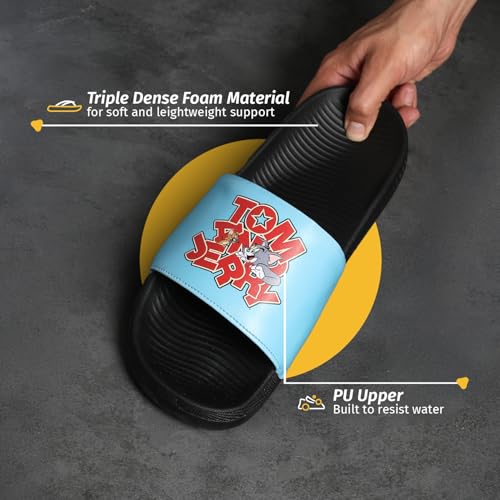 Image of YOHO Sliders for Men | Comfortable and Lightweight Slides | WB Cartoon & Comic Characters: Batman,Superman,Tom & Jerry,Rick & Morty,Big Bang Theory, Friends and Scooby Doo for Boys