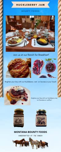 Montana Huckleberry Jam Dessert Breakfast - Gift-Set (3) 9 Oz Jars Fruit Grown & Hand Picked In The Wild From Bounty Foods - Gluten-Free Non-Gmo For Toppings - Fillings - Craft Bread (Hk Gs) #TOP2