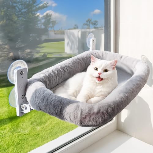 Viva Cat Amaca Gatto Finestra con Cuscino Ultra Morbido Lavabile – Letto Sospeso fino a 18 kg | Cuccia per Gatti da Interno Stabile | Amaca per Gatti da Finestra | Accessori Gatto