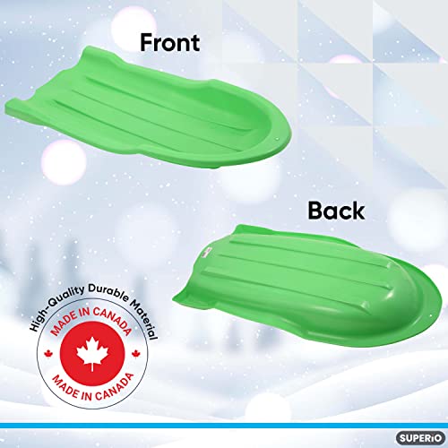 Image of Superio Toboggan Snow Sled for Kids and Adults, 46 inch Heavy Duty Plastic Open Back Slider with Handles and Hole for Pull Ropes- (Ropes Excluded) Kid and Adult Winter Fun