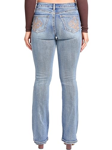 YMI Womens Jeans Women's Heavy Stitch Mid Rise Bootcut Stud Jeans3