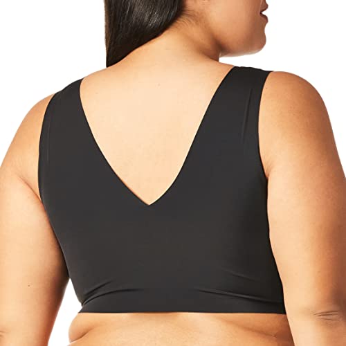Calvin Klein Women's Plus Size Invisibles Comfort Seamless Lightly Lined V Neck Bralette Bra, Black, 2X #TOP1