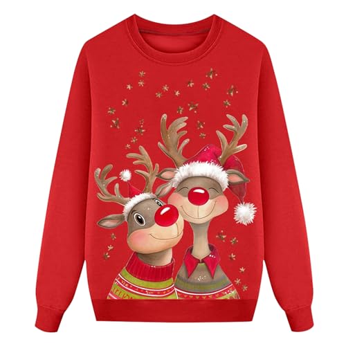 Generisch Christmas Jumper Family Set Women Men Children Funny Ugly Christmas Sweater Reindeer Christmas Jumper Christmas Couple Pullover Unisex Crew Neck Sweatshirt Christmas Outfit
