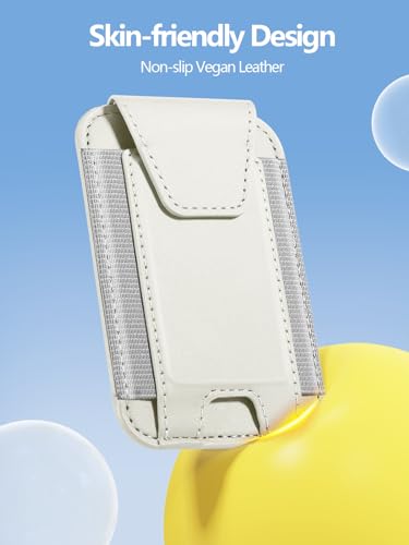Image of Miroddi Creamy White Faux Leather MagSafe Wallet for Men, Tech Enthusiasts, RFID Blocking, 7 Card Slots, Compatible with iPhone 14 /13 /12 Models