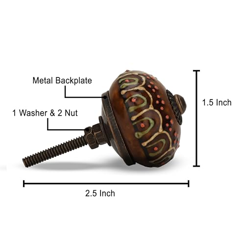 Image of Pack of 20 Brown Round Shiny Ceramic Dresser Knobs