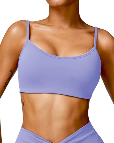 Image of QUOJIZY Sports Bras for Women Open Back Workout Tops for Women Yoga Bra Spaghetti Straps Twist Back