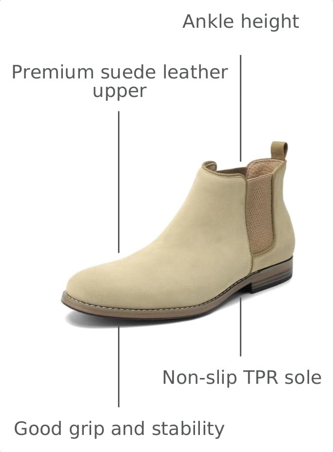 Image of Cestfini Men Chelsea Boots Casual Suede Dress Boots Comfortable Oxfords Ankle Boots for Men