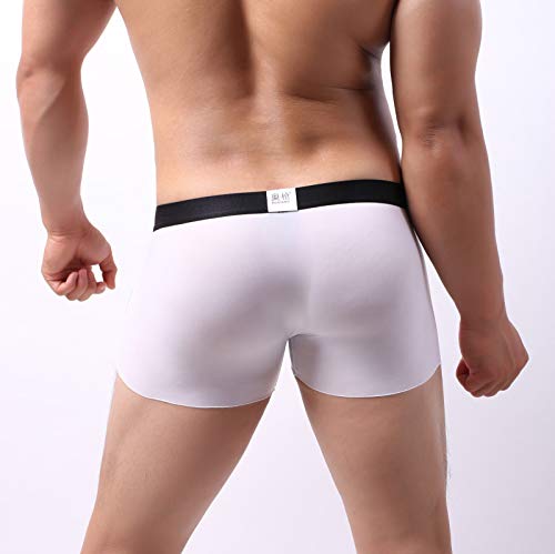 Seamless Underwear Boxer Fashionable Comfortable Breathable Pants Ice Men's Lively Strapless Bra No Wire (White, L)4
