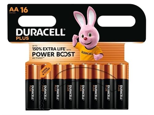 16X Duracell AA Plus Power Boost: hasta un 150% de Vida útil Adicional (1 blíster de 16 Pilas) 16 Pilas AA (LR6/MN1500)