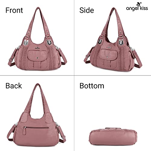 Image of Angel Kiss Purses and Handbags for Women Washed Vegan Leather Crossbody Hobo Satchel Shoulder Tote Purse