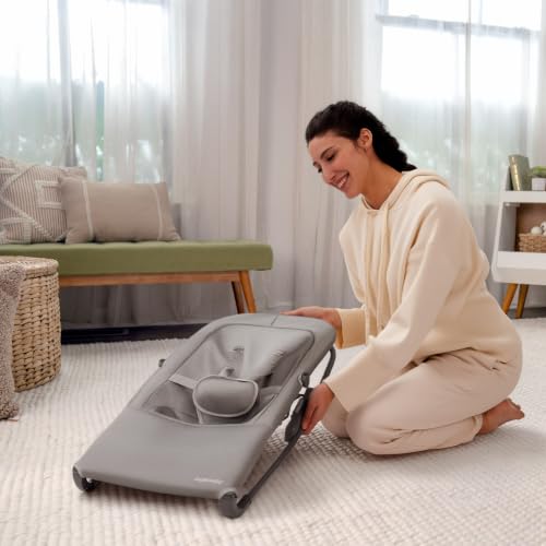 Ingenuity Nestle Vibrating Rocker, Lightweight Foldable Infant Seat with Breathable Fabric, 2-Position Recline, Mini Vibration Unit, 5-Point Harness, Travel Bag - image 8