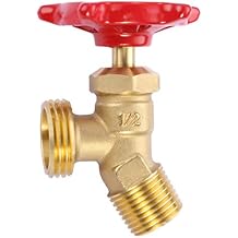 LitOrange Solid Brass Backyard 65 Degree Elbow Stop Valve Hose Bibb Solder NPT 1/2" Male Thread to MHT 3/4" Inch Male Threaded Garden Hose Connector Adapter Water Shut-Off Valve Faucet