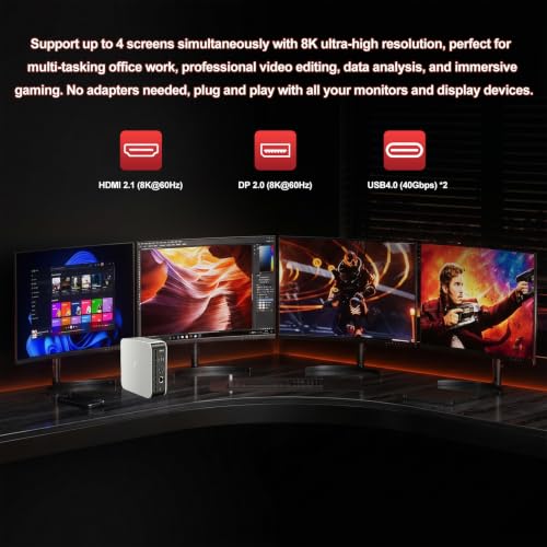Image of AI Mini PC, AMD Ryzen AI 9 HX 470, 12C /24T Up 5.2GHz, 48GB DDR5 (96GB MAX) 2TB SSD, Radeon 890M, 8K Quad Display,USB4.0, Oculink eGPU, WiFi 7, BT 5.4,Gaming mini PC & 86TOPS AI Workstation