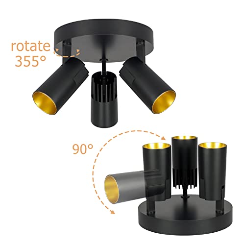 Sistoo Kitchen Adjustable Spot Light Fixture Dimmable Led Ceiling Flush Mount Swivel Head 3-Light Directional Track Lighting Fixtures Ceiling For Dining Room Bedroom, 3000K Warm White #TOP2