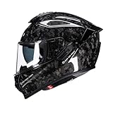 Rymic S-GT Carbon Fiber Motorcycle Helmet Full Face Racing Helmet for Adult Speaker Pockets DOT Approved (Mirror-Forged Grain, L)
