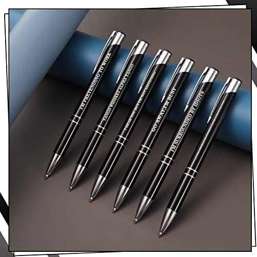 FRIUSATE 6 Packs Ballpoint Pens Retractable Ballpoint Pens Metal Ball Pens Black Ink Novelty Pens for Colleagues Boyfriend Girlfriend