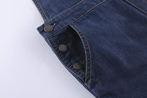 Image of SOLOCOTE GirlVintage Wash Denim Pinafore with Adjustable Straps Jumpsuit Suspender Shortall Bib Pocket 5-14Y
