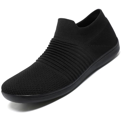 VTASQ Barefoot Zapatos Descalzos Mujer Zapatillas Minimalistas Zapatillas de Trail Running Transpirables Ligeros Antideslizante Zapatos para Correr Negro EU 41