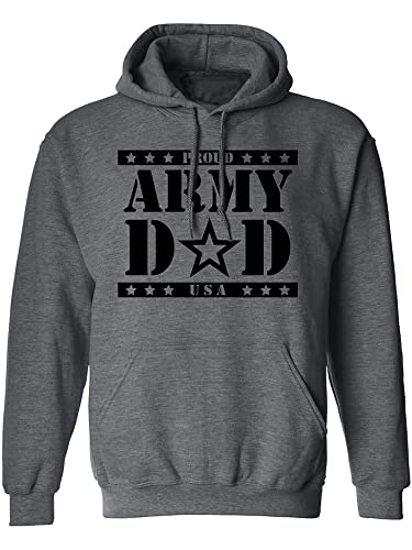 zerogravitee Proud Army Dad Hooded Sweatshirt in Dark Heather Gray