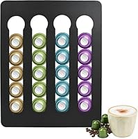 Kaffeekapselhaltern für Nespresso 20 Kapseln, 25 x 20cm Kapselspender aus Edelstahl, Kaffeekapseln Aufbewahrung für Nespresso Original Linie Kapseln, für Küchenwände und Schränke (Selbstklebend)