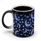 熱変色マグカップ 色が変わる マグカップ 月 月相 星 青い 唯美的景観 コーヒーカップ 陶磁器変色カップ おしゃれ 耐熱 耐冷 ティーカップ マジックカップ セラミック 大容量 温感変色 家庭用 業務用 350ml