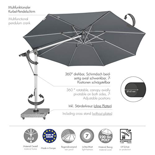 Doppler Pendelschirm Expert 350 cm – Runder Ampelschirm für Garten und Terrasse