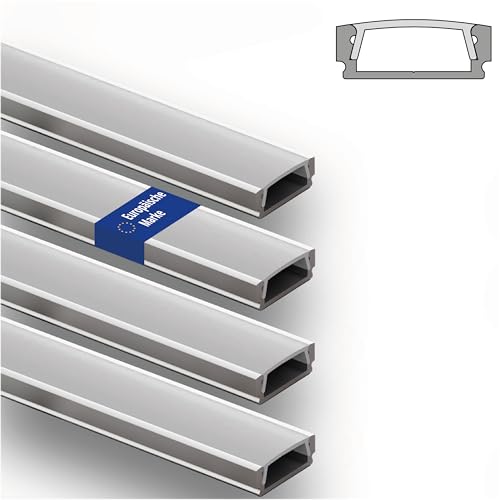 INNOVATE LED Profil 2m Silber 4er Set [17x 6 mm Aluprofil inkl. Diffusor Milchig] Kühlkörper LED Streifen 2m Indirekte Beleuchtung Wohnzimmer I Alu U Profil Lichtleiste Indirekte Beleuchtung Decke