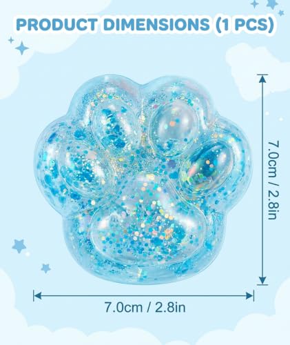 Image of 3PCS Taba Squishy Cat Paw, Taba Squishy for Relaxing Sensory Fidget Pinch Family for Kids Cat Paw Squeeze Cute Beautiful Cat Paw (blue2)
