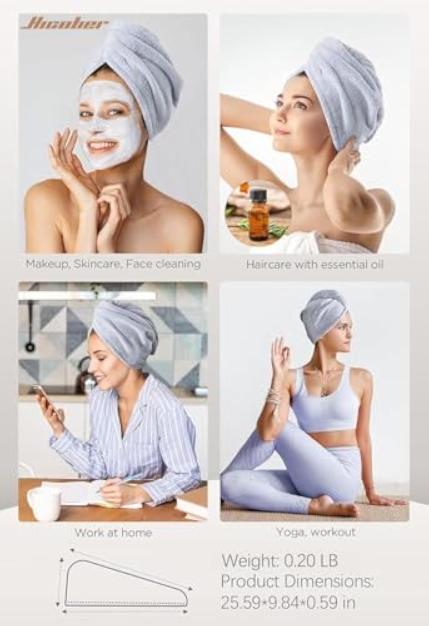 3 Pack Microfiber Hair Turbans for Wet Hair