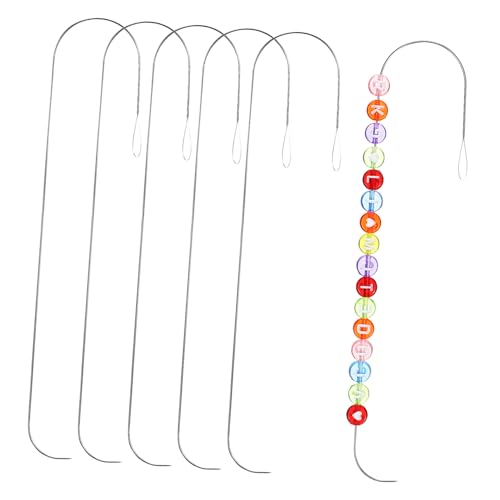 VILLCASE DIY Beading Tools 6pcs Bead Needles Clip Bead Threader for Jewelry Making Straight Curved Metal