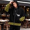 RUIZEHONG Men's Zip Up Hoodie Color Block Sweatshirts Casual Loose Fit Lightweight with Pockets Pullover Hooded Jacket Black Green #4