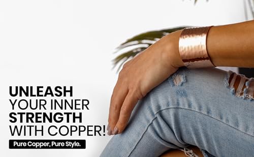 DEMMEX Copper Bracelet for Women – 100% Pure Hammered Turkish Copper Cuff, 1.5mm Thick High-Gauge, Handmade, Uncoated & Non-Magnetic, 1.6" Wide, Adjustable, in Wooden Gift Box4