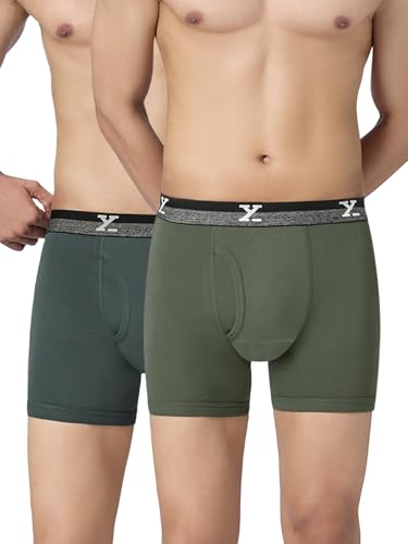 Image of XYXX Men's Nova Cotton Boxer Brief for Men Pack of 2 |Regular Fit with intellifresh No-Marks Waistband | Solid Underwear for Men Combo