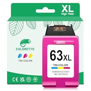 COLORETTO Cartucho de tinta de color 63XL para HP 63 Cartucho de tinta de color compatible con Officejet 4650 3830 5255 5258 4655 5200 Envy 4512 4520 4516 Deskjet 1112 3630 2130 Tinta de impresora