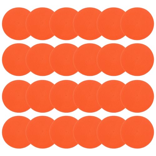 PATIKIL 4 Inch Poly Spot Markers, 24Pcs Non Slip Rubber Floor Dots with Storage Bag Flat Agility Cones for Sports Training Basketball Football, Orange