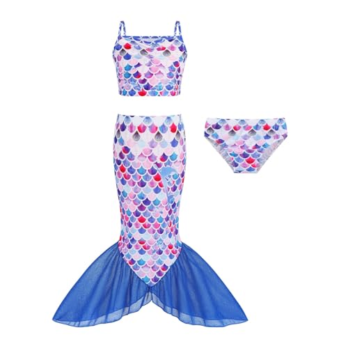 Generisch Disfraz de sirena para niños y niñas, mundo submarino de princesa con accesorios, disfraz de carnaval para carnaval, Halloween