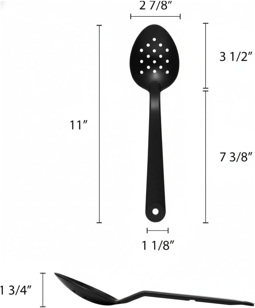 TrueCraftware- 11" Perforated Serving Spoon Polycarbonate Black Color Set of 12- Salad/Buffet Catering Spoons Large Serving Spoons Utensils Serving for Buffet Banquet Flatware Kitchen