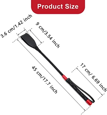 Coolrunner Riding Crop for Horse, 18 Inch Horse Whip with PU Leather Equestrianism Horse Crop Double Slapper Horse Whip Black Crops for Horses (Red) - 1