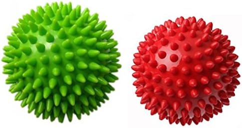 Therapist’s Choice® Pack of 2 Spiky Massage Balls, Hard & Soft Combo, Stress Reflexology, Porcupine Sensory Ball Set