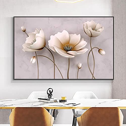 Poster abstrait blanc marron decoration murale salon 80x110cm - 2