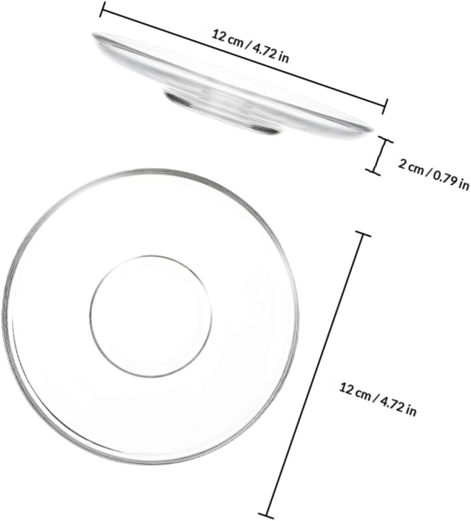 2pcs Glass Tea Saucers 12x12cm round Small Plates Set for Tea Cups, Appetizer and Snack Serving, Polished Glass Dishware for Home and Dining
